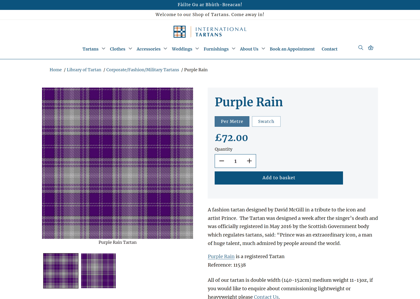 'Purple Rain Tartan' page after the redesign